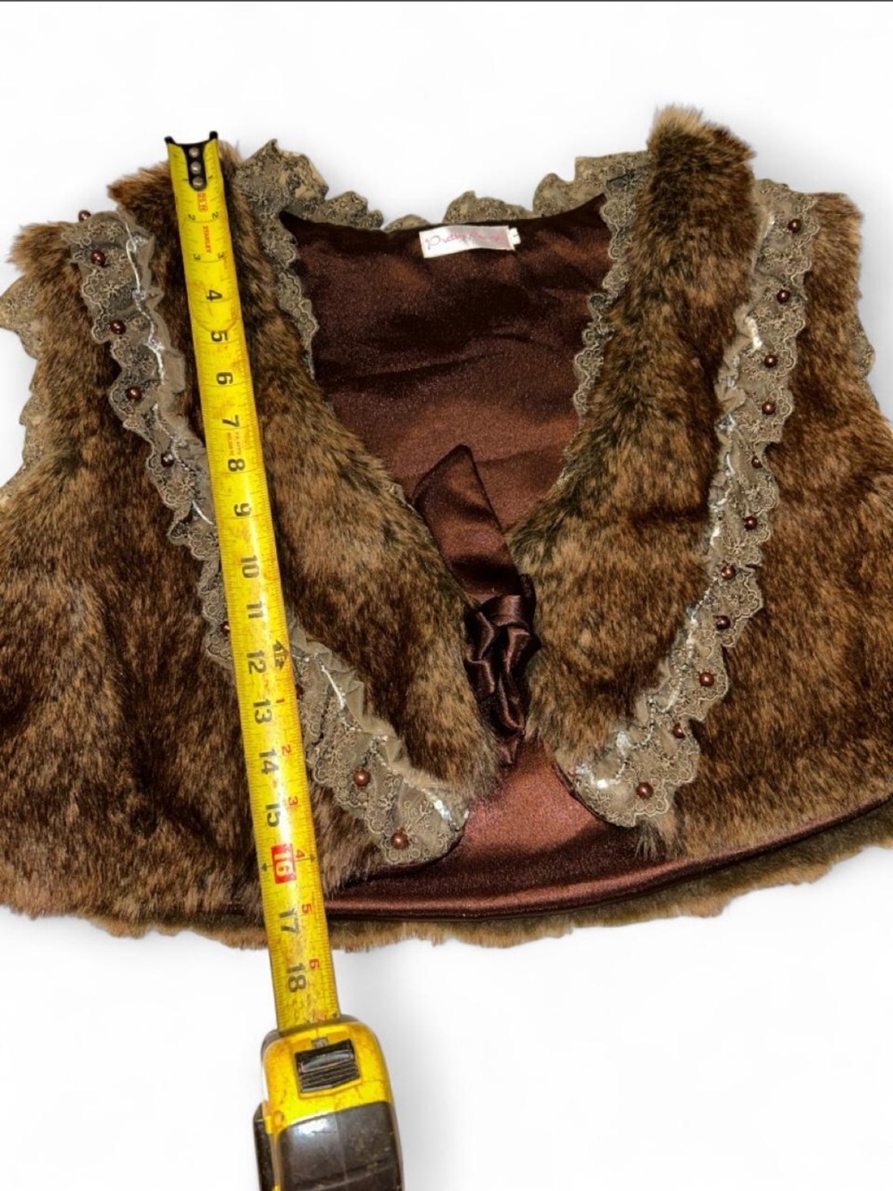 Pretty Angel Brown Faux Fur & Lace Vest 🤎✨ - Picture 6 of 7